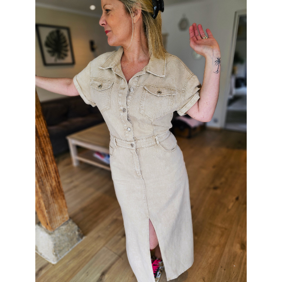 Robe longue Calie jean beige