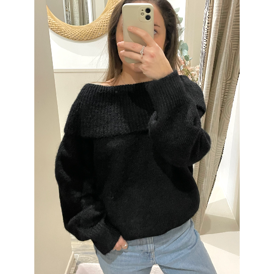 Pull Bardot noir