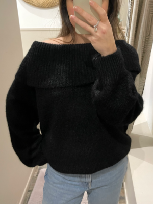 Pull Bardot noir