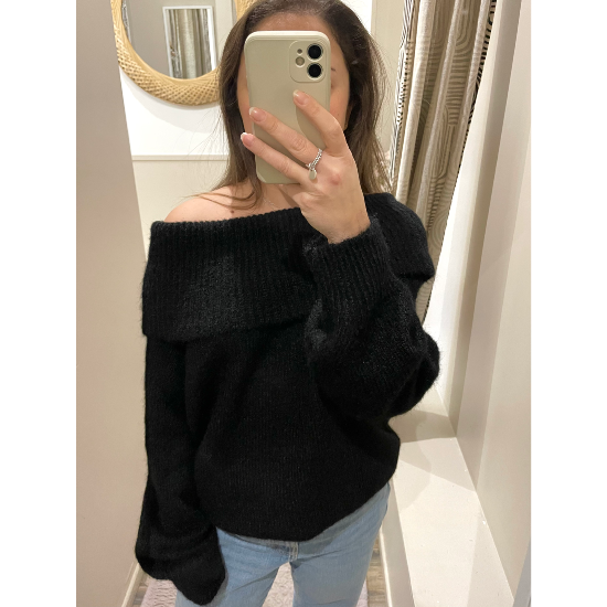 Pull Bardot noir